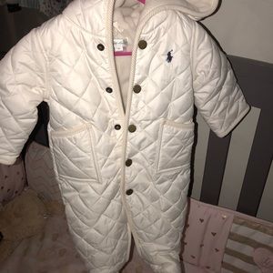 All white Ralph Lauren 3 month winter coat